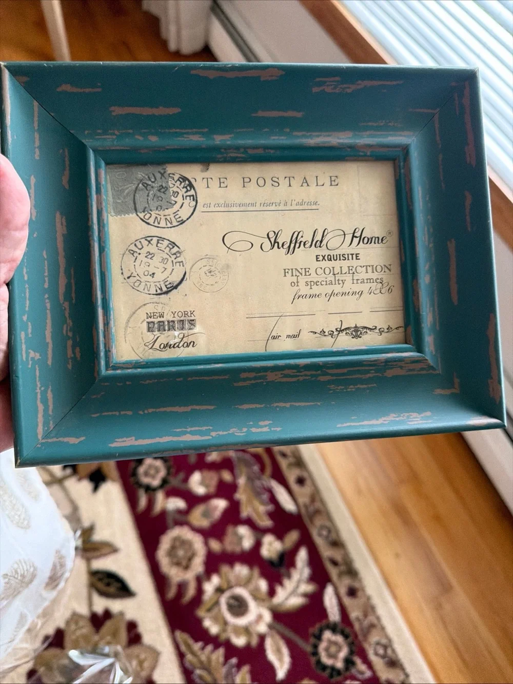 Sheffield Home Teal Distressed Wood Frame with Rustic Finish 9x 7